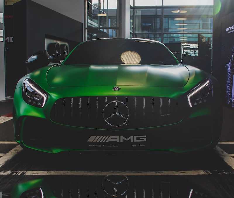green Mercedes-Benz car