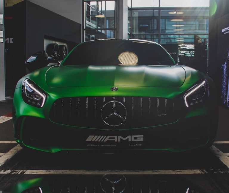 green Mercedes-Benz car